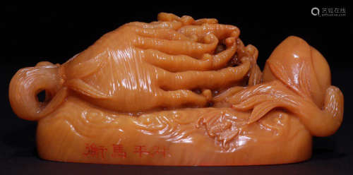 A TIANHUANG STONE CARVED AUSPICIOUS PATTERN SEAL