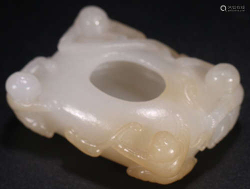 A HETIAN JADE CARVED CHILD PATTERN BRUSH WASHER
