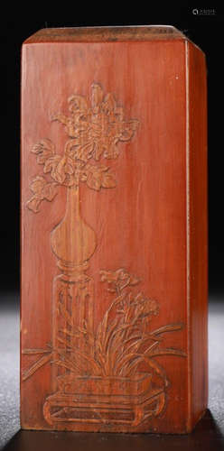 A RED WOOD WITH BAMBOO SEAL