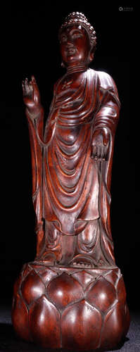 A CHENXIANG WOOD CARVED VAIROCANA BUDDHA STATUE