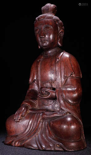 A CHENXIANG WOOD CARVED GUANYIN BUDDHA STATUE