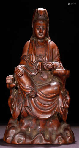 A CHENXIANG WOOD CARVED GUANYIN BUDDHA STATUE