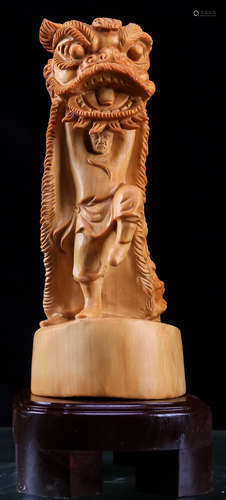 A TAIHANG YABAI WOOD CARVED FIGURE SHAPE ORNAMENT