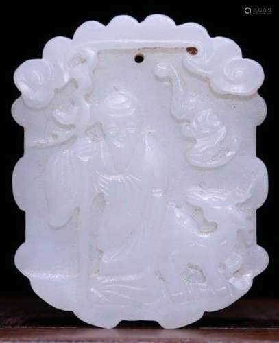 A HETIAN JADE CARVED AUSPICIOUS PATTERN TABLET
