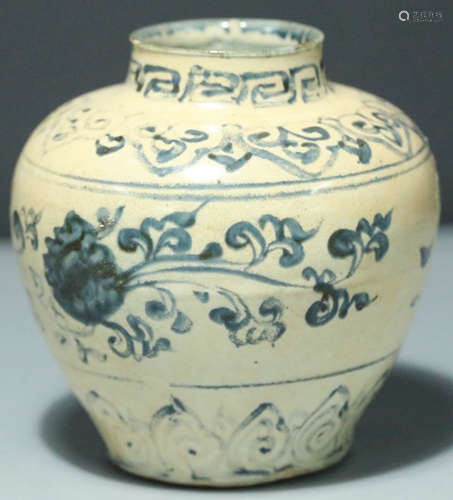 A BLUE&WHITE GLAZE JAR WITH PATTERN