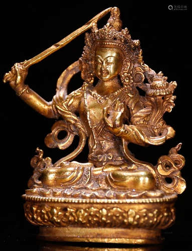 A GILT BRONZE CASTED TARA BUDDHA STATUE