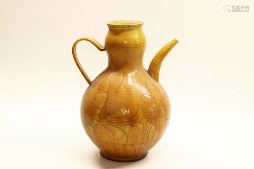 Yellow Glazed Porcelain Tea Pot