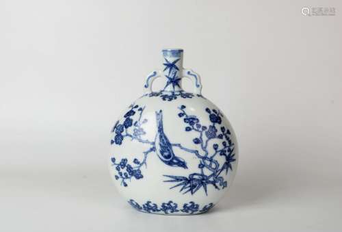 Blue And White Porcelain Moon Flask
