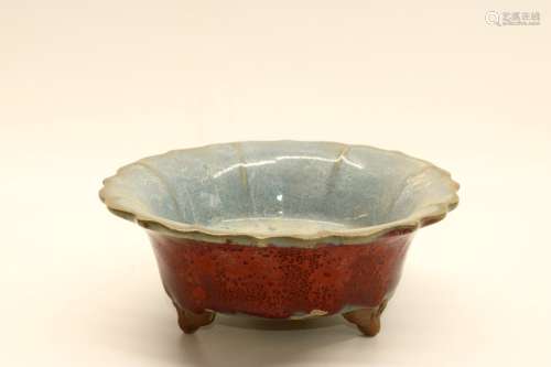 Celadon Glazed Porcelain Tripod Bowl