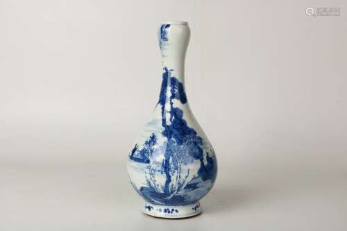Blue And White Porcelain Garlic Shaped Vase