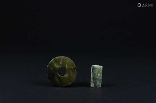 新石器時期 玉勒，玉環一組