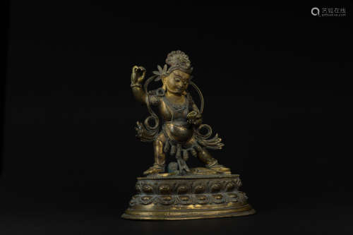14世紀藏西 銅鎏金不動明王
