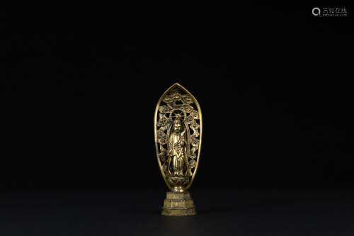 日本德川時期 元祿九年款(日本)銅鎏金菩薩像