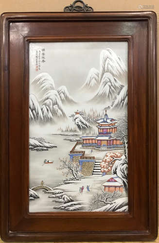 A SNOW VIEW PATTERN PORCELAIN BOARD PAINTING