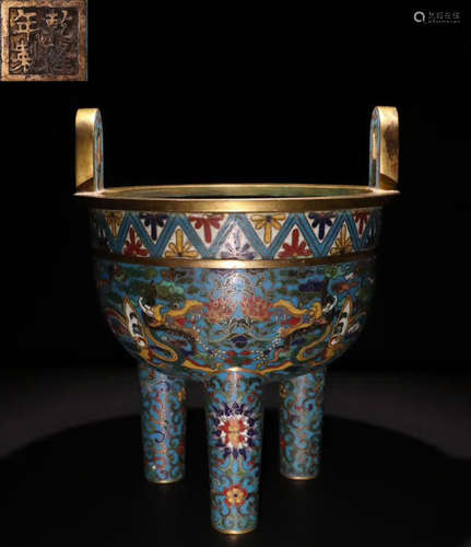 A CLOISONNE FLOWER PATTERN TRIPOD CENSER