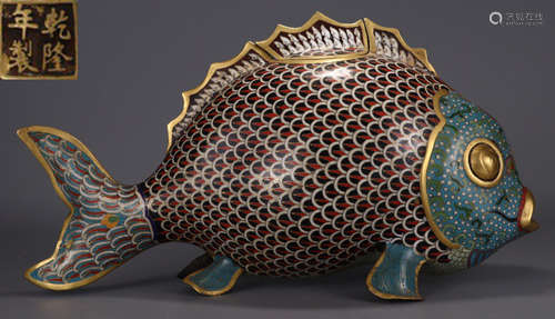 A CLOISONNE CASTED FISH SHAPE ORNAMENT