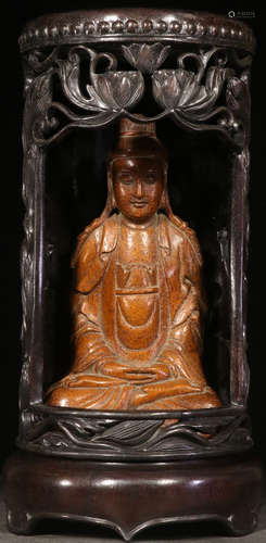 A XIAOYE ZITAN WOOD CARVED FIKAN