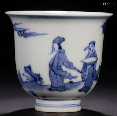 A BLUE&WHITE GLAZE CUP