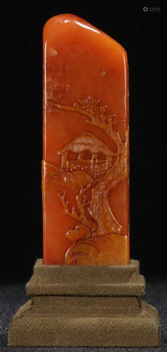 A TIANHUANG STONE CARVED CRANE PATTERN SEAL