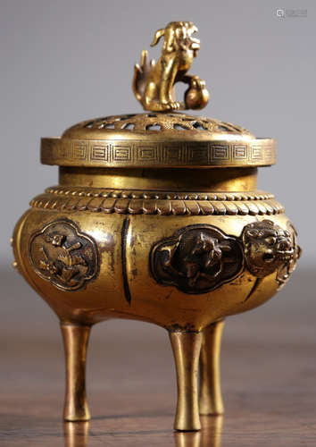 A GILT BRONZE CAST CENSER