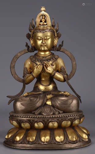 A GILT BRONZE CASTED BUDDHA STATUE