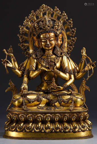 A GILT BRONZE CASTED BUDDHA STATUE