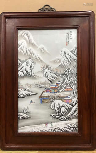 A SNOW VIEW PATTERN PORCELAIN BOARD PAINTING