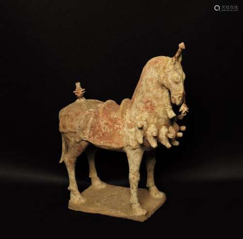 Caparisoned Horse \nOchre terracotta with traces of…