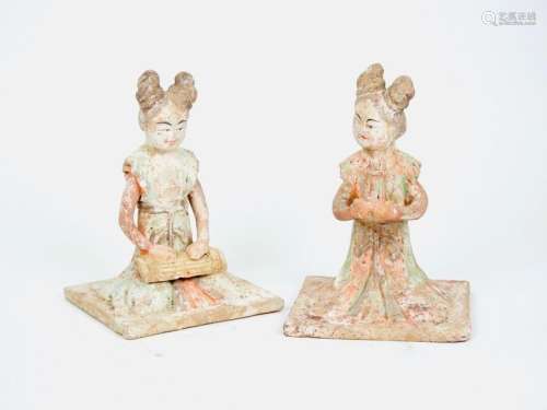 Pair of Musicians \nTerracotta with polychrome slip…