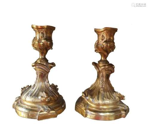 2 bronze piano candlesticks XIX ème H : 16 cm x 10…