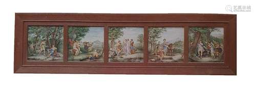 Italy (Naples) 1 Suite of 5 large earthenware tile…