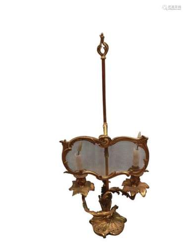 1 gilt bronze kettle lamp attributed to Beurdeley …