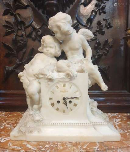 Clock in white carrara marble 19th century represe…