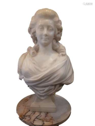 1 Carrara marble bust representing Marie Antoinett…