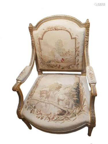1 pair of large armchairs in Aubusson tapestry 1 o…