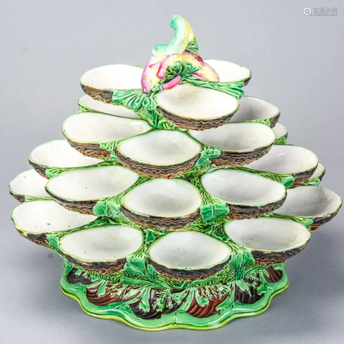 Minton Majolica Four Tiered Revolving Oyster Stand