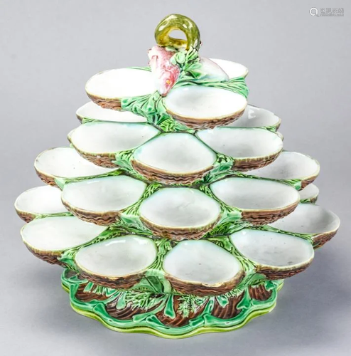 Minton Majolica Four Tiered Revolving Oyster Stand