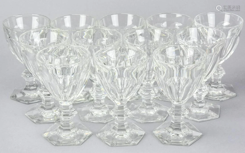 Set of Twelve French Baccarat Crystal Goblets