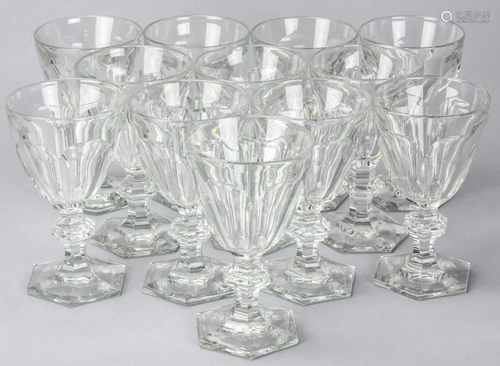 Set of Twelve French Baccarat Crystal Goblets