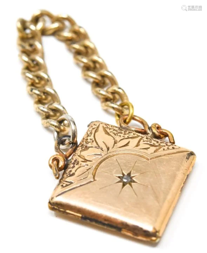 Antique 19th C Locket w Diamond Necklace Pendant