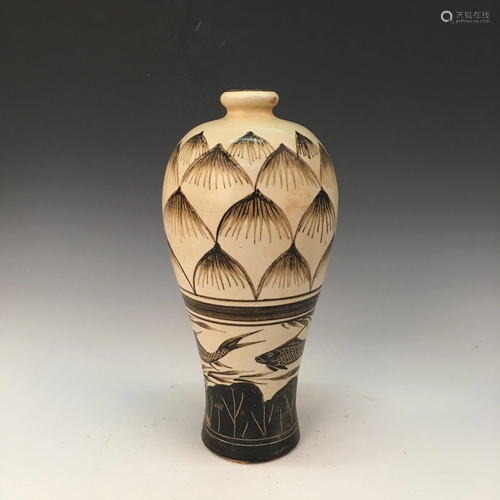 Chinse Cizhou Kiln Meiping Vase