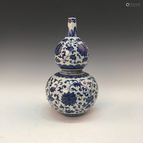 Chinese Blue-White 'Floral' Double Goured Bottle V…