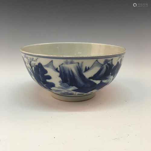 Chinese Blue-White 'Landscape' Bowl With Kangxi…