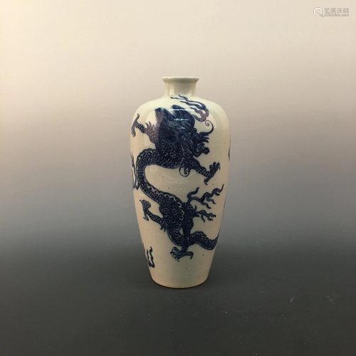 Chinese Blue-White 'Dragon' Bottle Vase