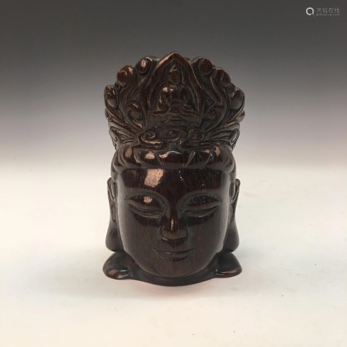 Chinese Ox-Horn Buddha Head, Qianlong Mark
