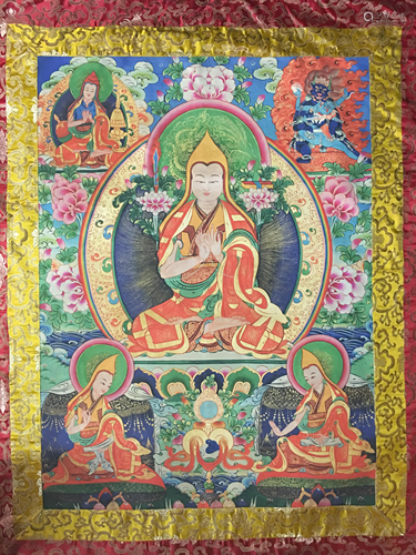 Chinese Thangka of Tsong Kha Pa on Silk