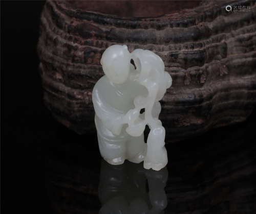 A Carved Jade Figure Qing Dynasty