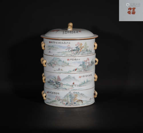 A Famille Rose Four Tiered Box and Cover Guangxu Period