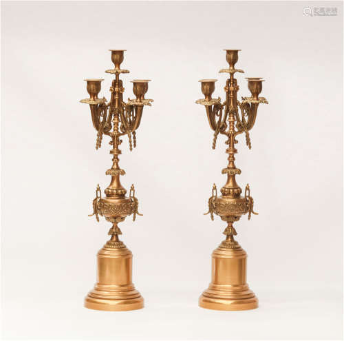 Pair Bronze Gilt Candlesticks