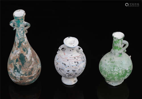 Three Glass Vases Tang Dynasty
